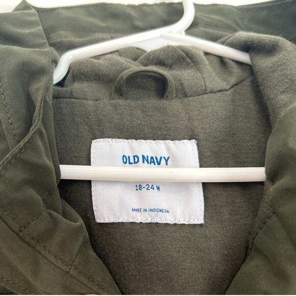 Old Navy Hooded Jacket Dark Green Gender-Neutral Lightweight Coat, 18–24 Months - Picture 2 of 4